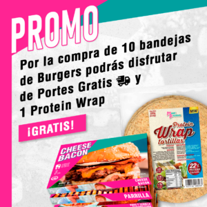Promocion 10 Bandejas De Hamburguesas Meatprotein y un Protein Wrap ¡GRATIS!